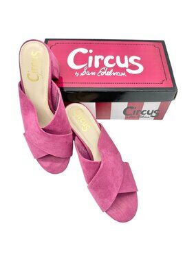 Circus By Sam Edelman Mules Womens Size 8 M Stevie Pink Suede Block Heel Slip-On
